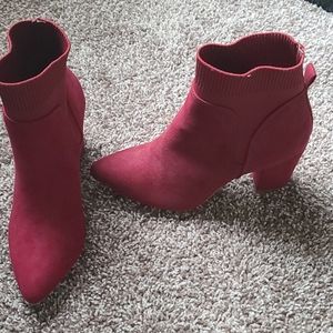 Women ankle Burgundy boots.